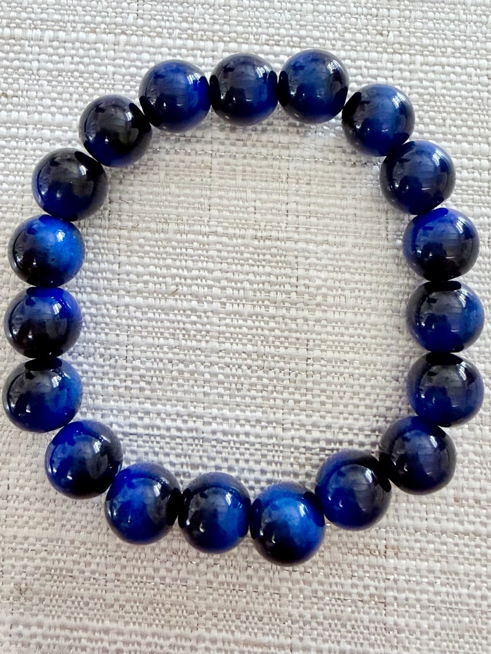 Blue glass Beaded Stretch Bracelet